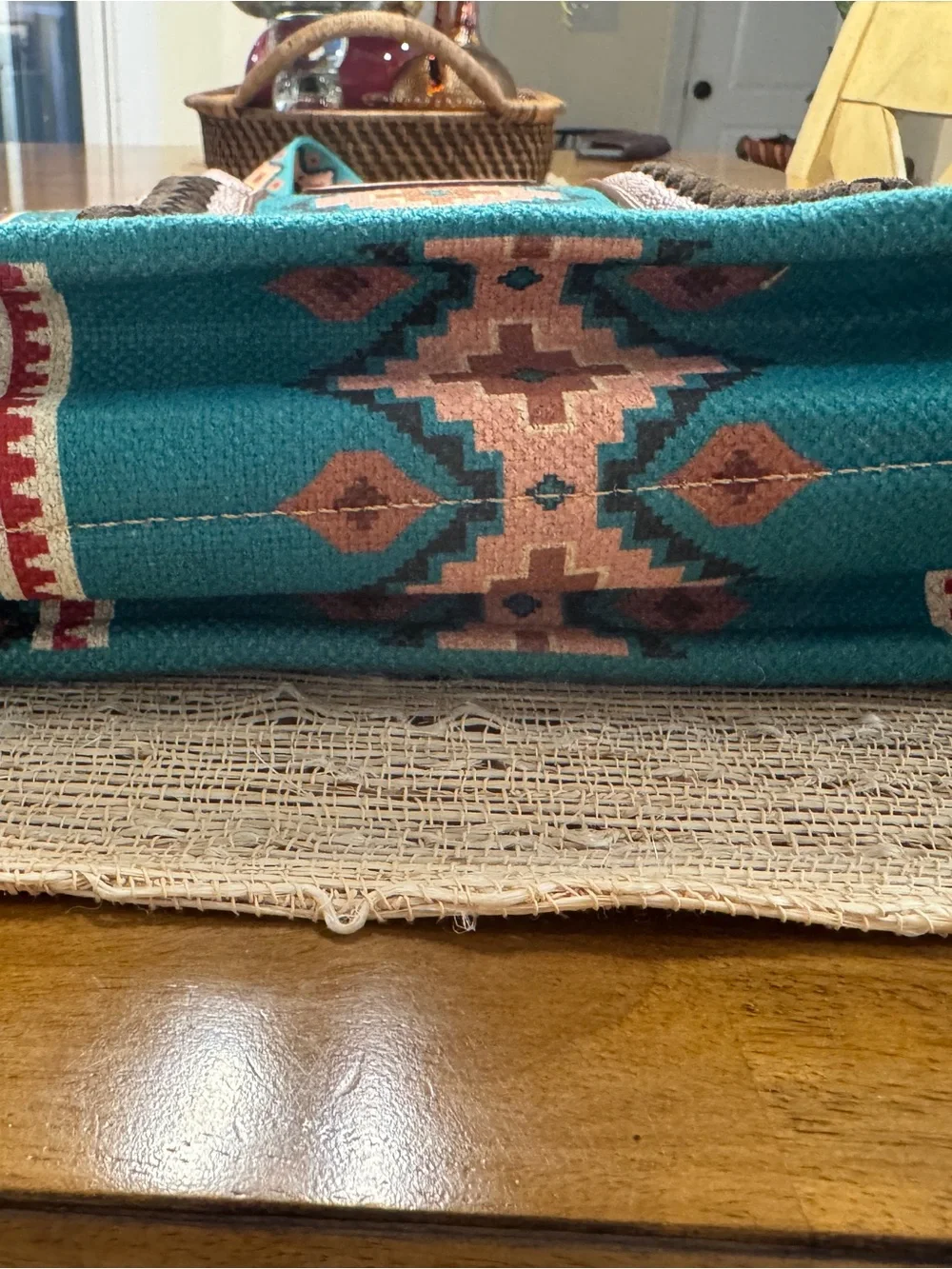 Wrangler Turquoise Aztec Canvas Satchel Crossbody Western Bag